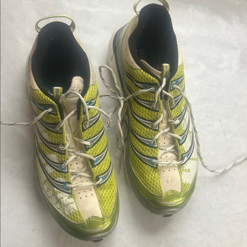 Hoka One One Lime Green Athletic Shoes sneaks Kaillia trail leather Sz. 8